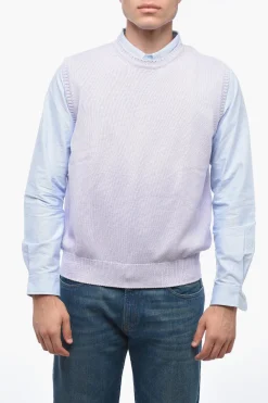 New Pullover In Cotone Smanicato Uomo Maglieria