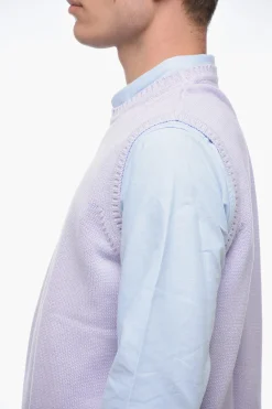 New Pullover In Cotone Smanicato Uomo Maglieria