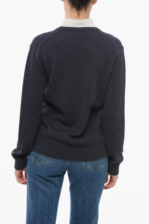Discount Pullover in Doppio Tessuto con Dettaglio Polo Donna Maglieria