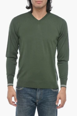 New Pullover In Lana Con Collo A V Uomo Maglieria