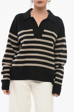 Pullover in Misto Lana a Righe Awning con Collo a Polo>RAG&BONE Sale
