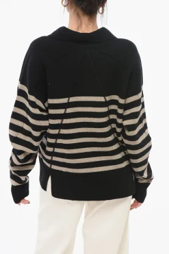 Pullover in Misto Lana a Righe Awning con Collo a Polo>RAG&BONE Sale