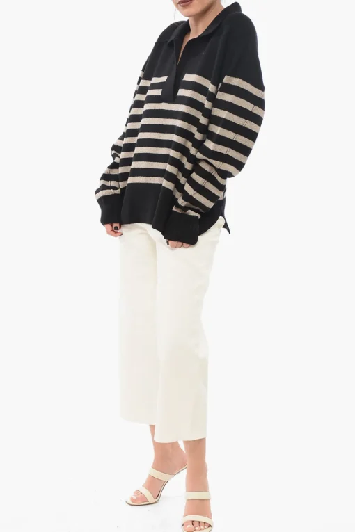 Pullover in Misto Lana a Righe Awning con Collo a Polo>RAG&BONE Sale