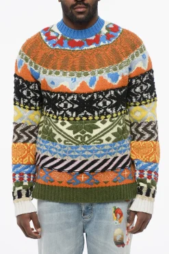 Pullover in Misto Lana GLOBETROTTER con Motivo Fairisle>Dsquared2 Fashion