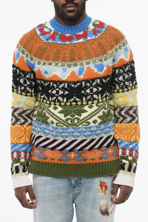 Pullover in Misto Lana GLOBETROTTER con Motivo Fairisle>Dsquared2 Fashion