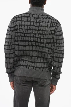 Pullover Zip-up in Misto Lana Vergine Motivo Crocodile>Versace Best