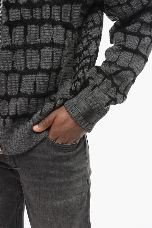 Pullover Zip-up in Misto Lana Vergine Motivo Crocodile>Versace Best