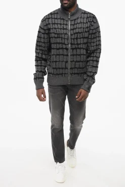 Pullover Zip-up in Misto Lana Vergine Motivo Crocodile></noscript>Versace Best