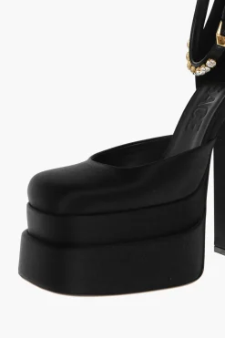Fashion Pumps Platform in Satin con Cinturino Gioiello 16cm Donna Scarpe Con Tacco