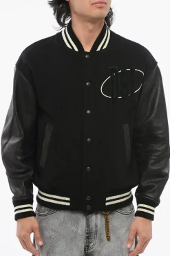 Best RED TAG Bomber L-FRANZ-PATCH IN misto Lana con Maniche in Pelle Uomo Giubbotti