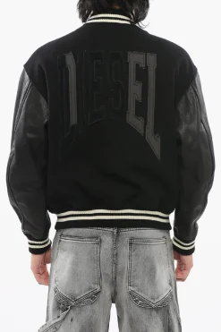 Best RED TAG Bomber L-FRANZ-PATCH IN misto Lana con Maniche in Pelle Uomo Giubbotti