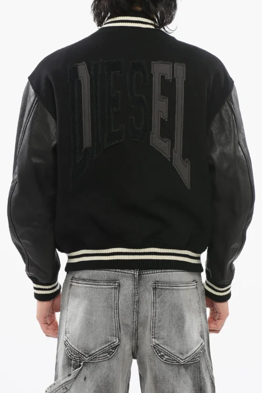 Best RED TAG Bomber L-FRANZ-PATCH IN misto Lana con Maniche in Pelle Uomo Giubbotti