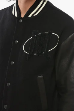 Best RED TAG Bomber L-FRANZ-PATCH IN misto Lana con Maniche in Pelle Uomo Giubbotti