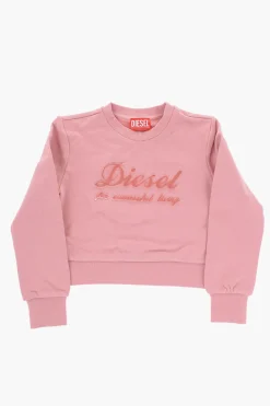 Online RED TAG Felpa Girocollo in Cotone Garzato con Logo in Rilievo Abbigliamento