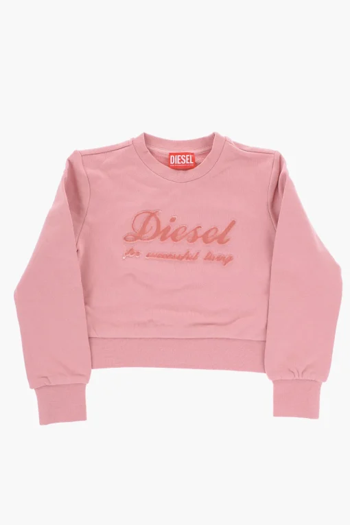 Online RED TAG Felpa Girocollo in Cotone Garzato con Logo in Rilievo Abbigliamento