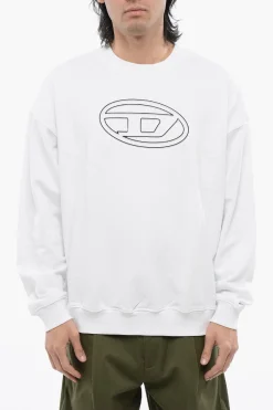 RED TAG Felpa Girocollo S-MART-BIGOVAL in Cotone Garzato con Logo Oval D in Rilievo>Diesel Fashion
