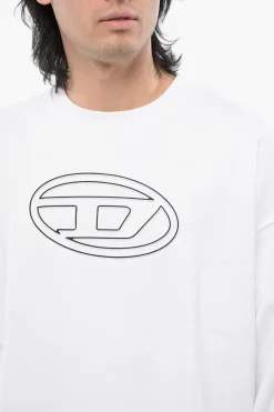 RED TAG Felpa Girocollo S-MART-BIGOVAL in Cotone Garzato con Logo Oval D in Rilievo></noscript>Diesel Fashion
