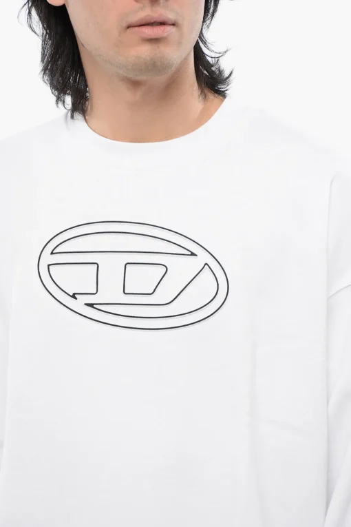 RED TAG Felpa Girocollo S-MART-BIGOVAL in Cotone Garzato con Logo Oval D in Rilievo>Diesel Fashion