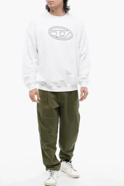 RED TAG Felpa Girocollo S-MART-BIGOVAL in Cotone Garzato con Logo Oval D in Rilievo></noscript>Diesel Fashion