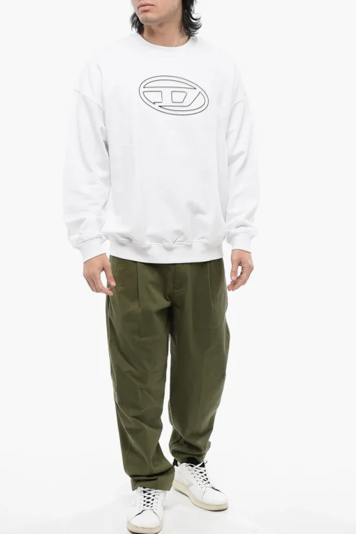 RED TAG Felpa Girocollo S-MART-BIGOVAL in Cotone Garzato con Logo Oval D in Rilievo>Diesel Fashion