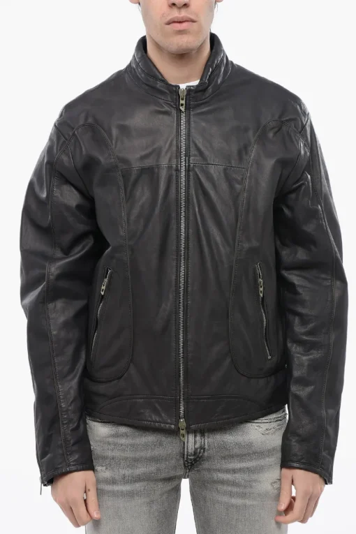 RED TAG Giubbotto L-KRIX in Pelle con Chiusura Zip>Diesel New