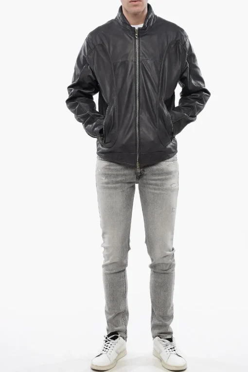 RED TAG Giubbotto L-KRIX in Pelle con Chiusura Zip>Diesel New