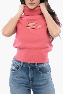 RED TAG Maglia A Collo Alto M-ARGARET con Dettaglio Cut Out e Maniche Corte>Diesel New