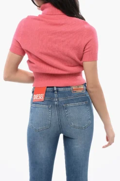 RED TAG Maglia A Collo Alto M-ARGARET con Dettaglio Cut Out e Maniche Corte>Diesel New