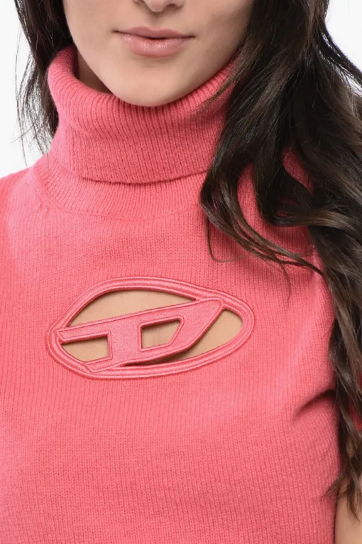 RED TAG Maglia A Collo Alto M-ARGARET con Dettaglio Cut Out e Maniche Corte>Diesel New