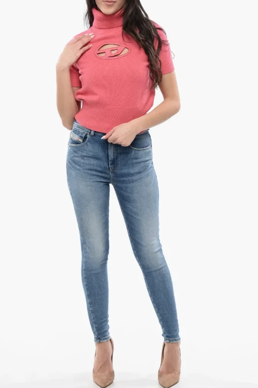 RED TAG Maglia A Collo Alto M-ARGARET con Dettaglio Cut Out e Maniche Corte>Diesel New