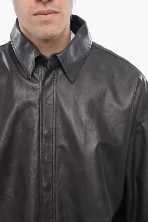 RED TAG Overshirt S-EMIN-LTH in Pelle a Maniche Corte con Bottoni Automatici>Diesel Best