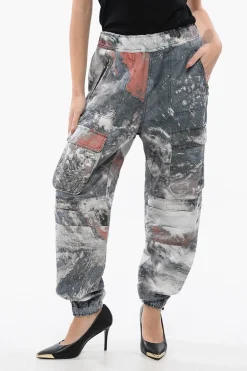 Fashion RED TAG Pantaloni Cargo P-MIRT-CMF Camouflage con Elastico in Vita Donna Pantaloni