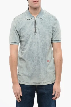Sale RED TAG Polo T-SMITH-ZIP Effetto Acid Wash con Mezza Zip Uomo T-Shirt