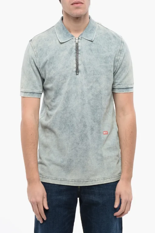 Sale RED TAG Polo T-SMITH-ZIP Effetto Acid Wash con Mezza Zip Uomo T-Shirt