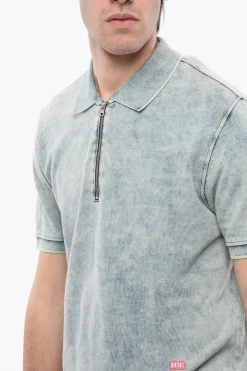 Sale RED TAG Polo T-SMITH-ZIP Effetto Acid Wash con Mezza Zip Uomo T-Shirt