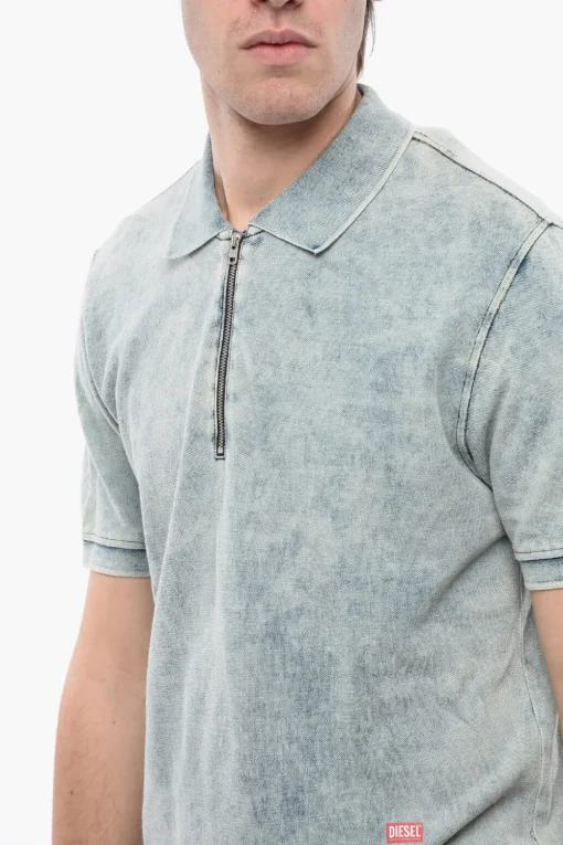 Sale RED TAG Polo T-SMITH-ZIP Effetto Acid Wash con Mezza Zip Uomo T-Shirt