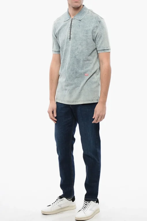 Sale RED TAG Polo T-SMITH-ZIP Effetto Acid Wash con Mezza Zip Uomo T-Shirt