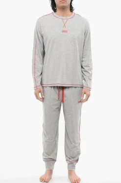 RED TAG Set Pigiama Lungo UMSET-WILLONG in Cotone Stretch con Cuciture a Vista>Diesel Discount