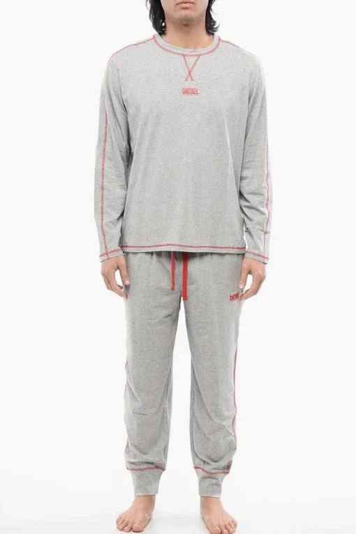 RED TAG Set Pigiama Lungo UMSET-WILLONG in Cotone Stretch con Cuciture a Vista>Diesel Discount