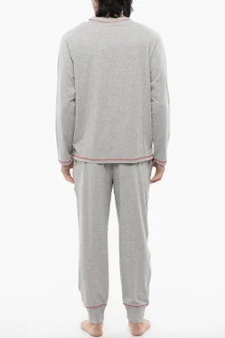 RED TAG Set Pigiama Lungo UMSET-WILLONG in Cotone Stretch con Cuciture a Vista>Diesel Discount