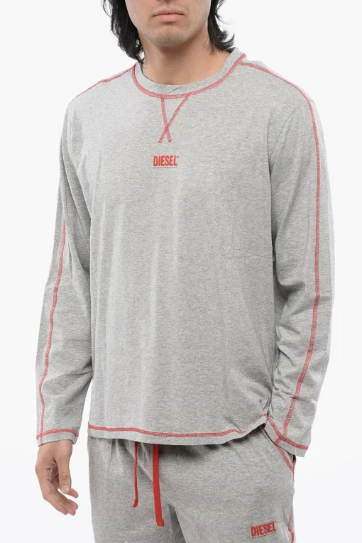RED TAG Set Pigiama Lungo UMSET-WILLONG in Cotone Stretch con Cuciture a Vista>Diesel Discount