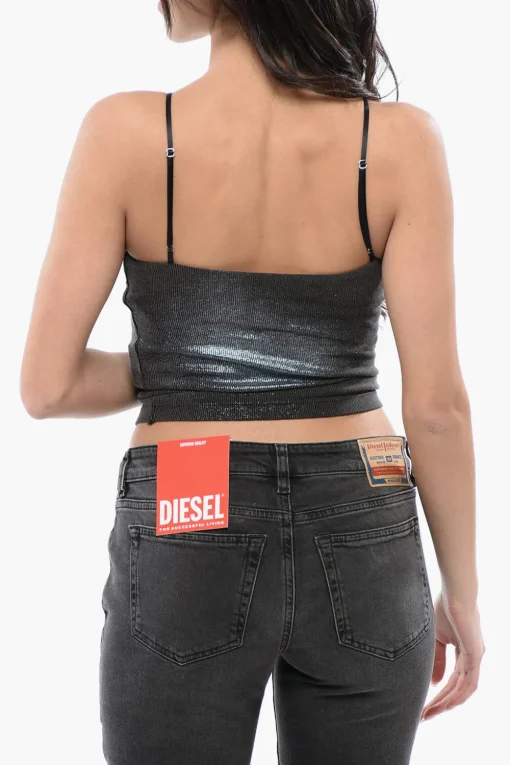 RED TAG Top T-WAMI TOP in Velour a Coste e Lurex>Diesel Sale