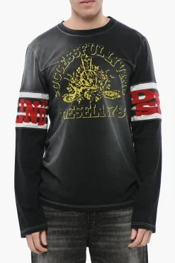 RED TAG T-shirt Girocollo T-JU-LS a Maniche Lunghe con Dettaglio in Velour>Diesel Hot
