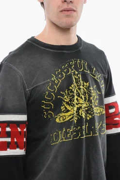 RED TAG T-shirt Girocollo T-JU-LS a Maniche Lunghe con Dettaglio in Velour></noscript>Diesel Hot
