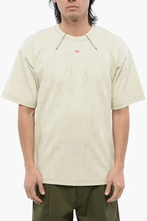 New RED TAG T-Shirt Girocollo T-COS Effetto Gesso con Cuciture a Vista Uomo T-Shirt