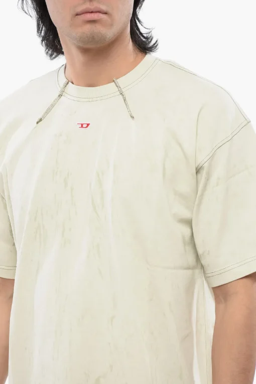 New RED TAG T-Shirt Girocollo T-COS Effetto Gesso con Cuciture a Vista Uomo T-Shirt