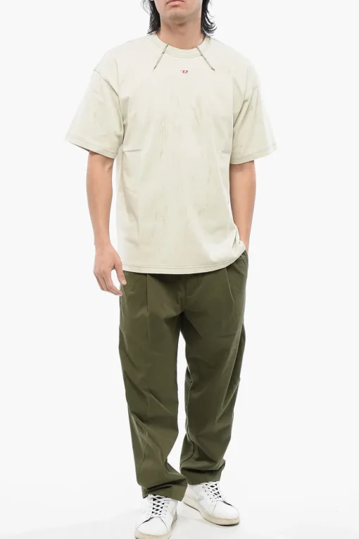 New RED TAG T-Shirt Girocollo T-COS Effetto Gesso con Cuciture a Vista Uomo T-Shirt