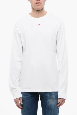 New RED TAG T-shirt Girocollo T-JUST-LS-D a Maniche Lunghe con Ricamo Monogram Uomo T-Shirt