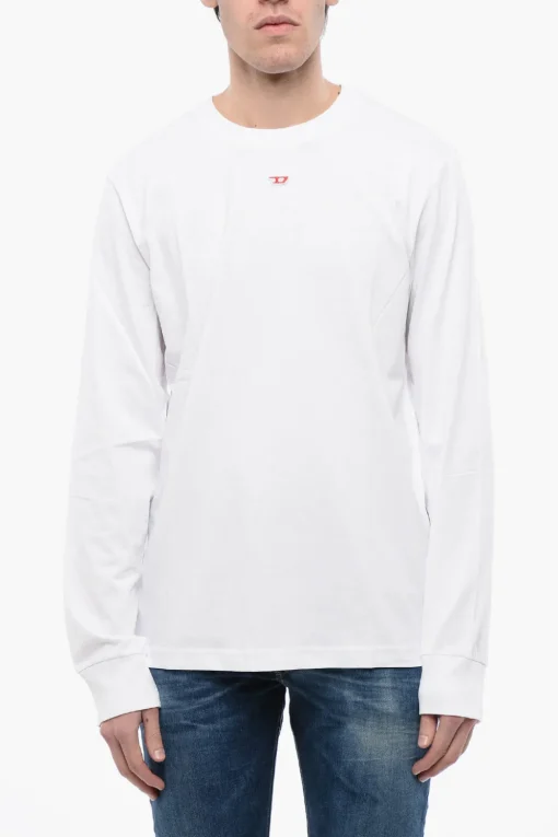 New RED TAG T-shirt Girocollo T-JUST-LS-D a Maniche Lunghe con Ricamo Monogram Uomo T-Shirt