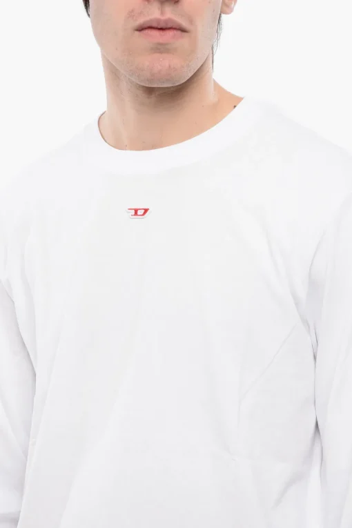 New RED TAG T-shirt Girocollo T-JUST-LS-D a Maniche Lunghe con Ricamo Monogram Uomo T-Shirt